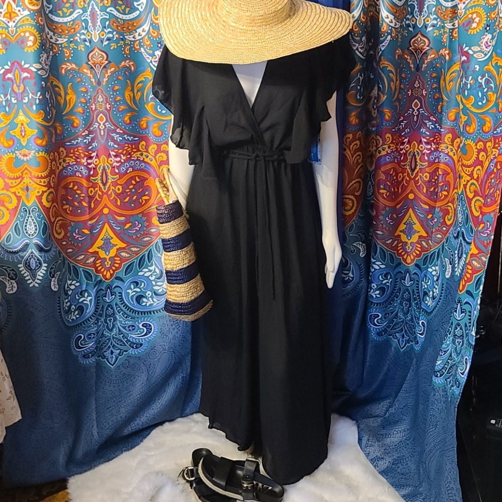 Elegant sheer beach coverup maxi dress